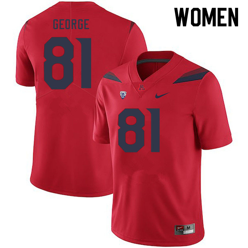 Women #81 Jake George Arizona Wildcats College Football Jerseys Stitched-Red - Click Image to Close